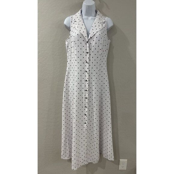 Sheri Martin New York Dress Womens 8 White Polka Dot 80’s 90’s Office Siren - Picture 1 of 6